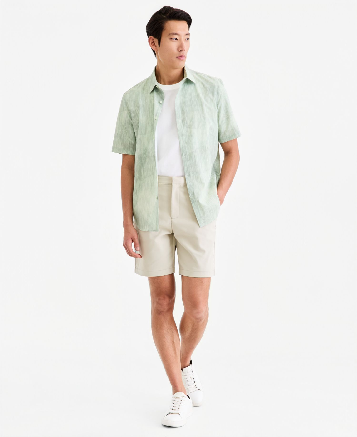 Men's Short-Sleeve Textural Wave Shirt
