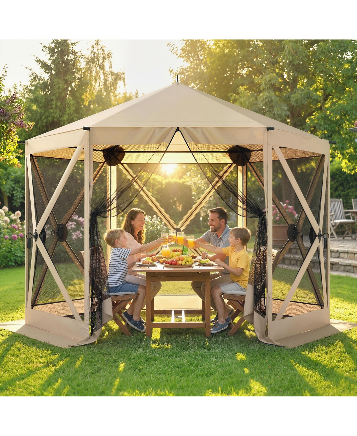 Outsunny 10 x 11 ft Pop Up Gazebo Screen Tent, Inst Camping Canopy