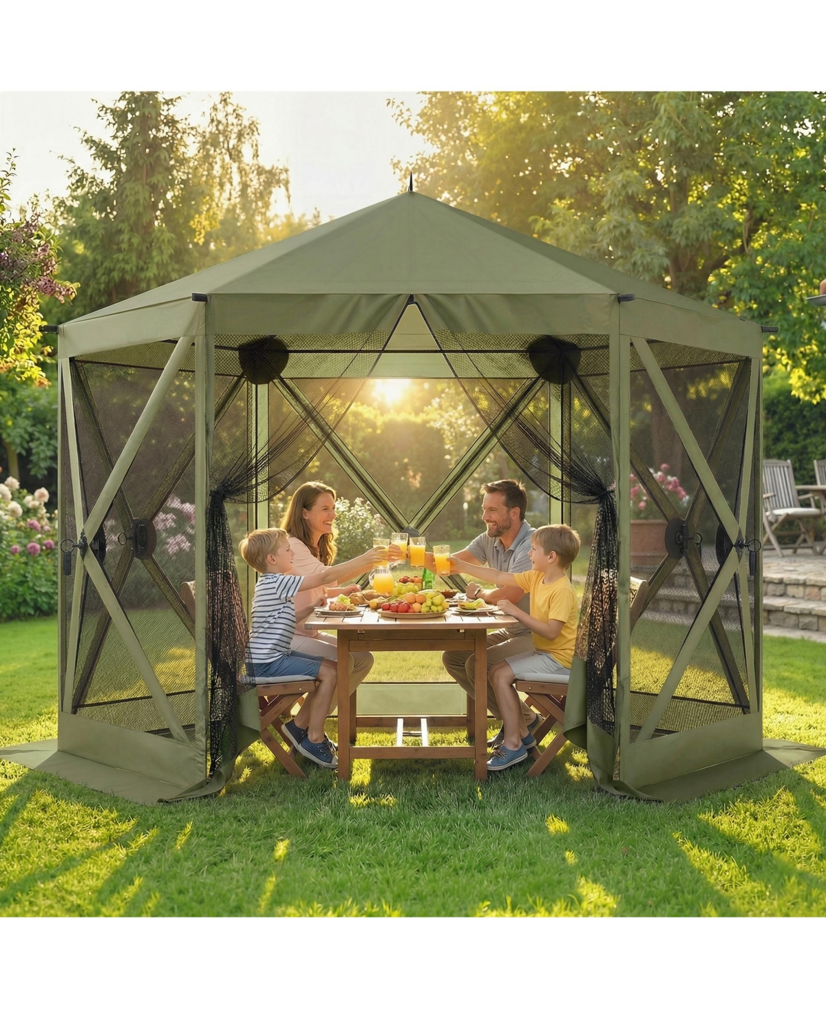 Outsunny 10 x 11 ft Pop Up Gazebo Screen Tent, Inst Camping Canopy