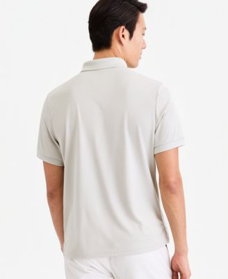 Men's Ottoman Short Sleeve Textured Quarter-Zip Polo Shirt