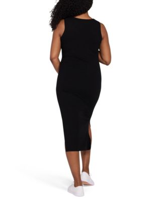 Maternity Motherhood Sleeveless Henley Racerback Midi Dress