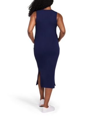 Maternity Motherhood Sleeveless Henley Racerback Midi Dress