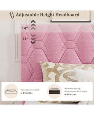 Platform Bed Frame with Upholstered Headboard, Wood Slats, No Box Spring Needed, Easy Assembly