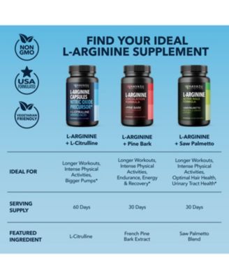 L-Arginine Capsules for Men's Stamina, Endurance & Performance, 60ct