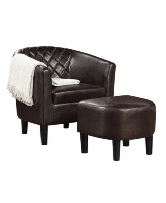 27.75" Faux Leather Roosevelt Accent Chair with Ottoman