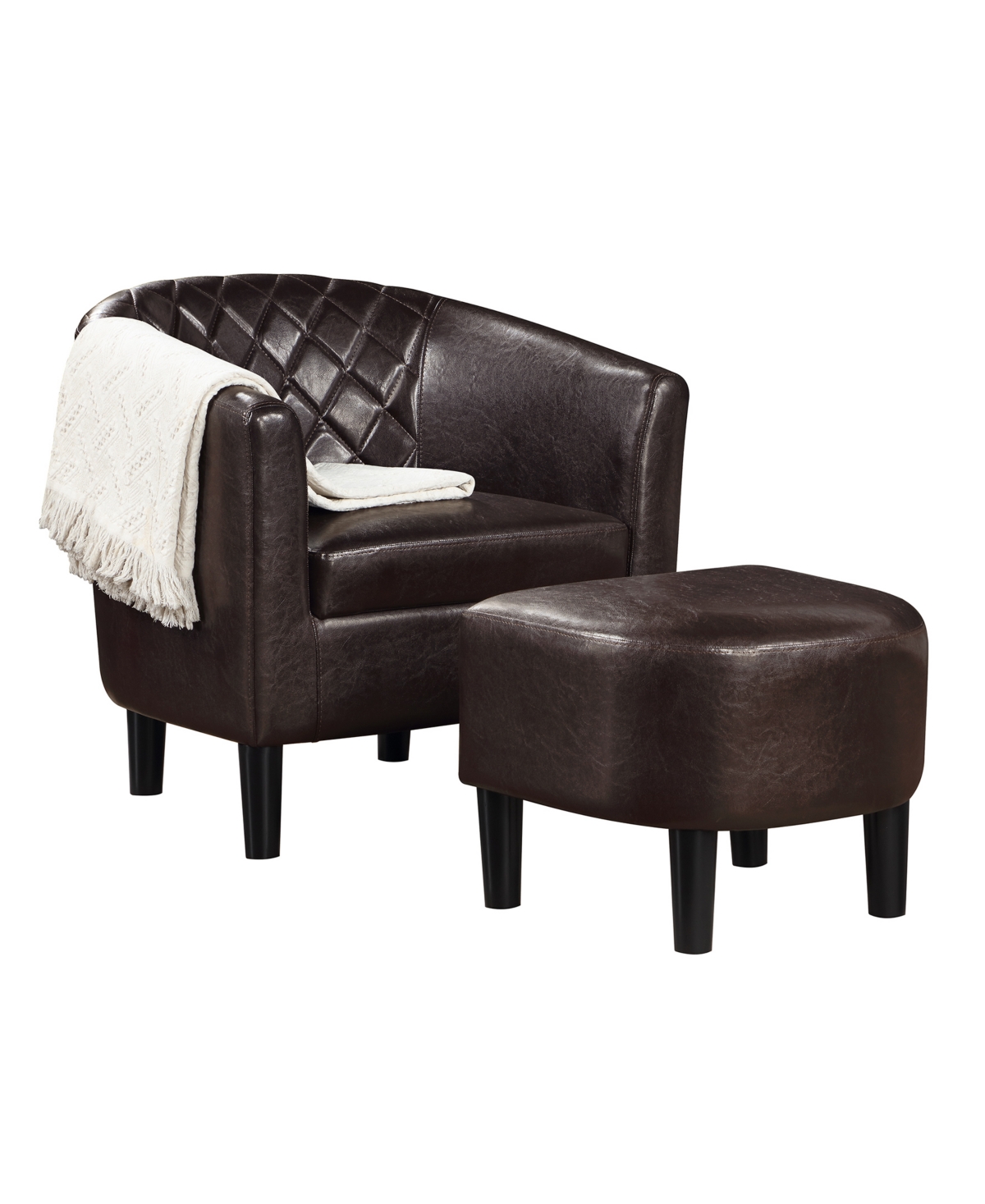 Convenience Concepts 27.75" Faux Leather Roosevelt Accent Chair with Ottoman