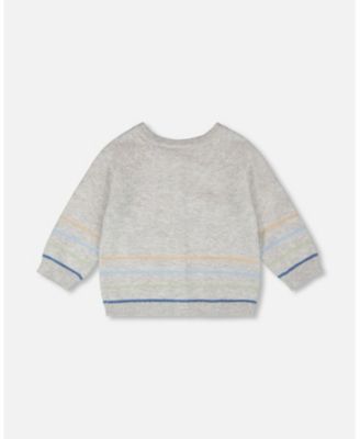 Baby Boys Cotton Knit Striped Button Front Cardigan