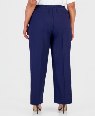 Plus Size  Linen Straight Drawstring Pants