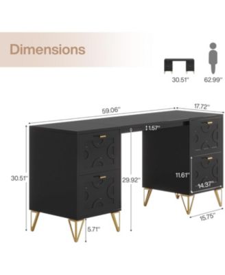 59-Inch Makeup Vanity Desk with 4 Drawers, Dressing Table with Storage (Without Mirror)