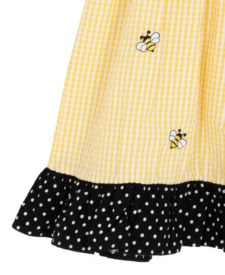Girls' 2T-6X Yellow Bee Schiffli Seersucker Dress