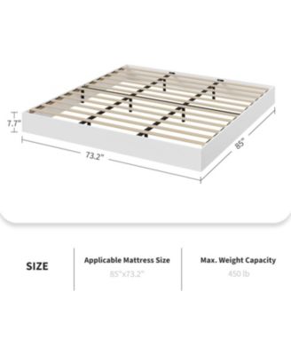 California King Size Solid Wood Platform Bed Frame, Floor-Standing, Modern Minimalist, Sturdy Slats