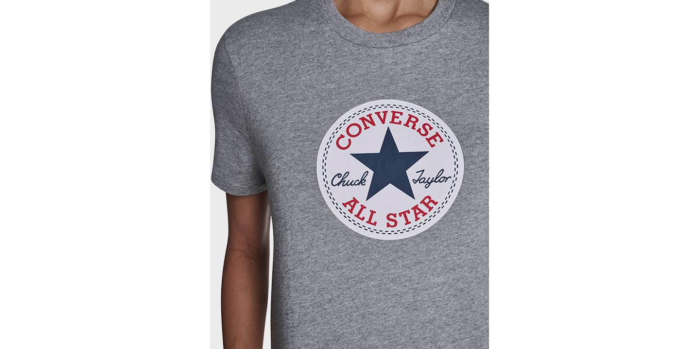 Женская футболка Converse Chuck Taylor All Star Patch, цвет: Винтажный серый меланжевый — фото 6