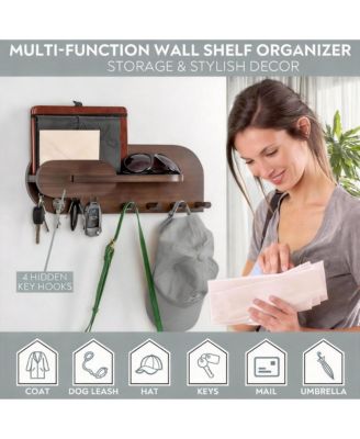 Solid Wood Mail & Key Holder - Wall Organizer