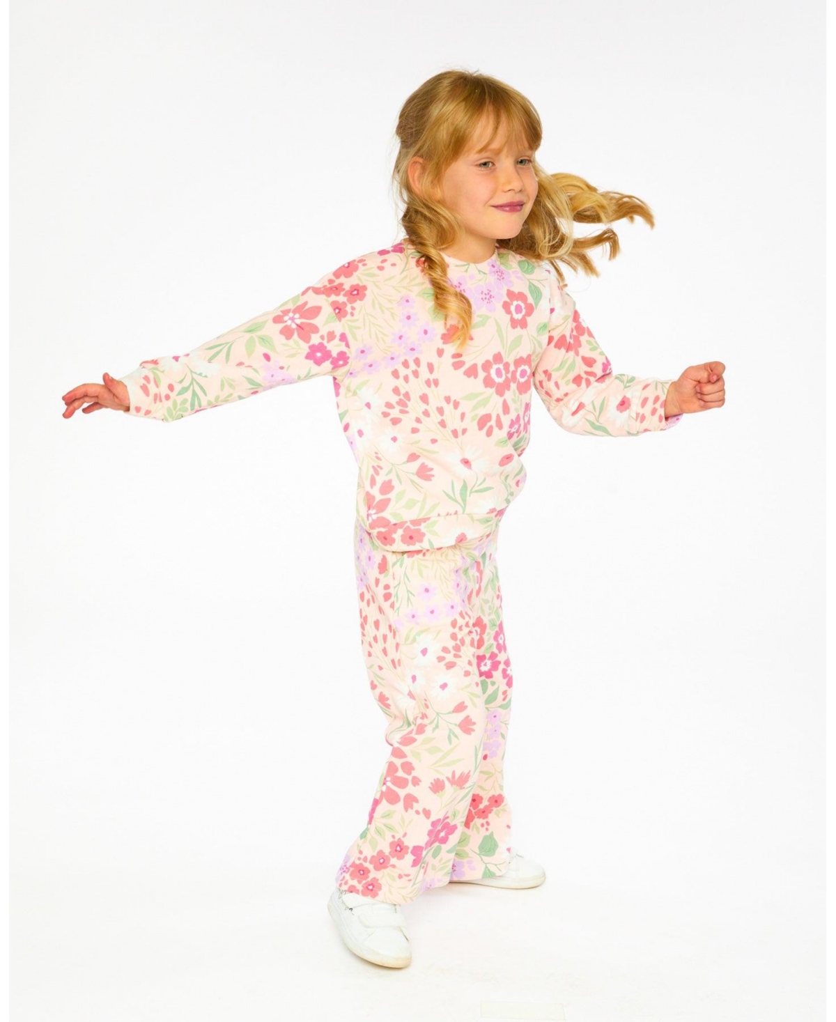 Deux par Big Girls French Terry Pants Printed Flowers