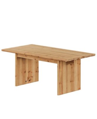 Solid Wood Dining Table for 6, 63 Inches Farmhouse Rectangle Kitchen Dinner Tables for Dining Room, Kitchen, Living Room, Rustic Brown