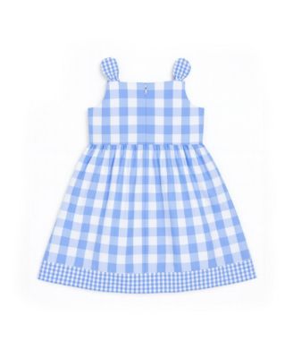 Little Girls Gingham Dress With Flower Cherries