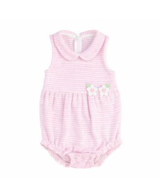 Baby Girls Stripe Terry Romper with Flowers