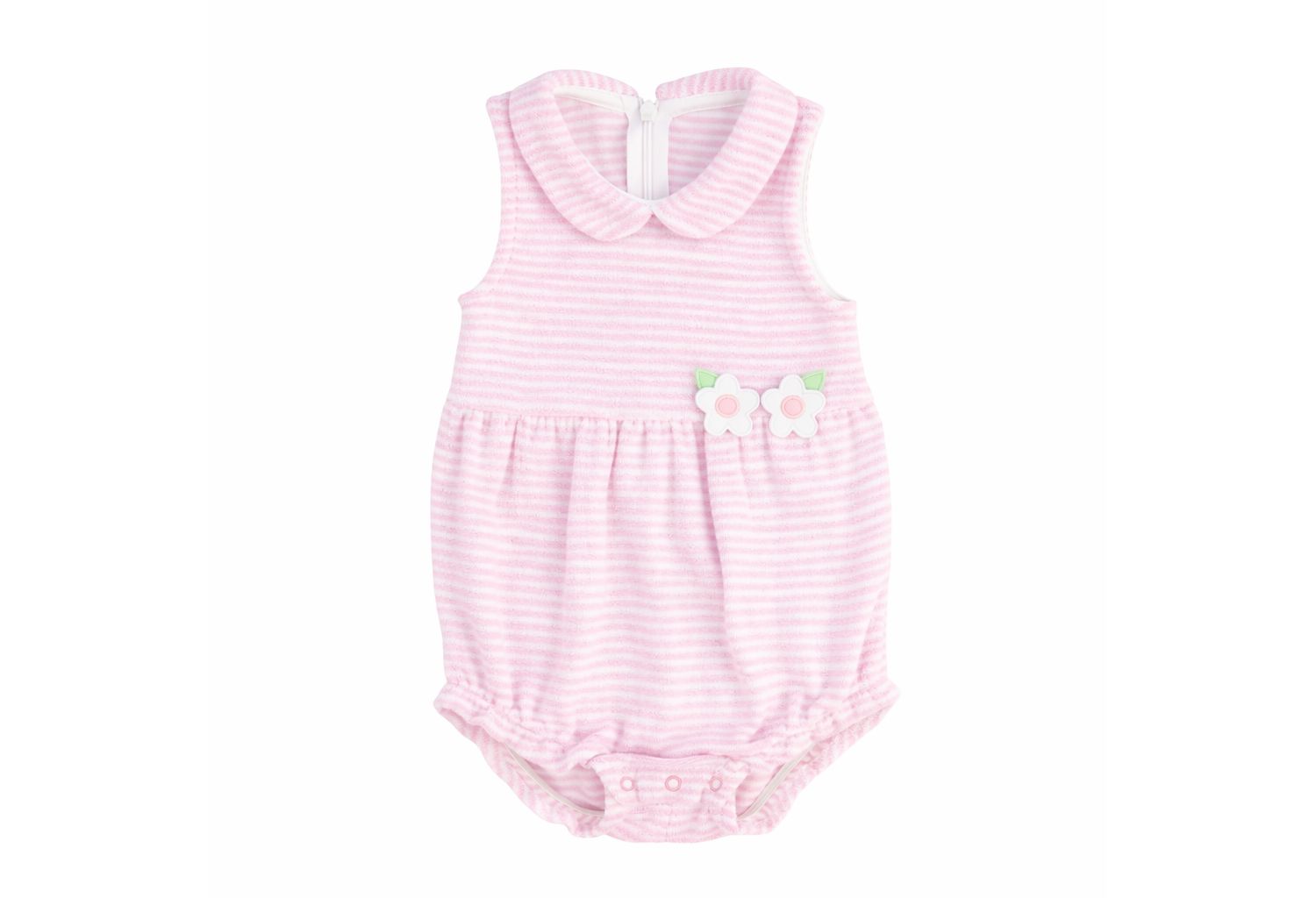 Baby Girls Stripe Terry Romper with Flowers