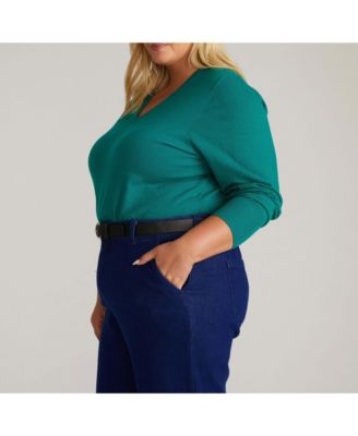 Plus Size Savvy Fine Knit V Sweater