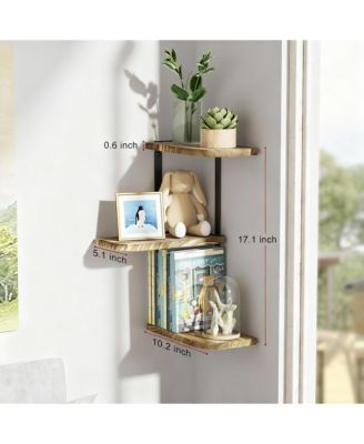 3 Tier Rustic Wood Floating Shelves for Space-saving Decor
