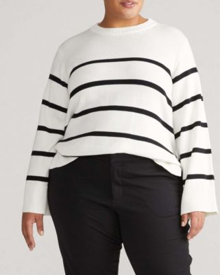 Plus Size Wide Sleeve Cotton Sweater