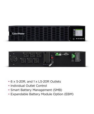 OL2K2RTHD 2200VA/1800W Smart App Online Sine Wave LCD Rack/Tower Convertible UPS System, Black