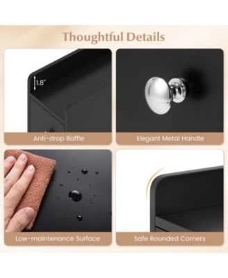 Small 4-Tier Bathroom Storage Cabinet with Slide-Out Drawers and Casters