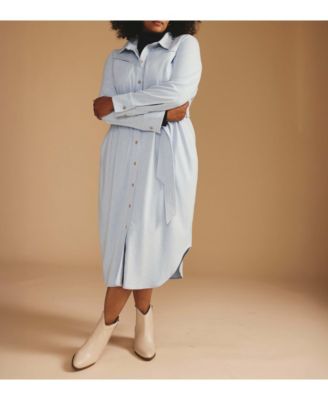 Plus Size Morgan Belted Stretch Flannel Shirtdress