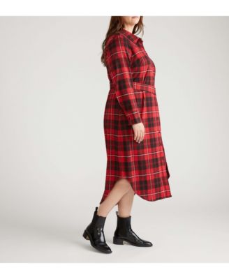 Plus Size Morgan Belted Stretch Flannel Shirtdress