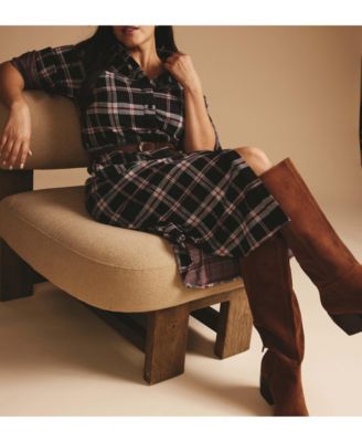 Plus Size Morgan Belted Stretch Flannel Shirtdress