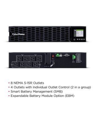 OL1KRTHD 1000VA/1000W Smart App Online Sine Wave LCD Rack/Tower Convertible UPS System