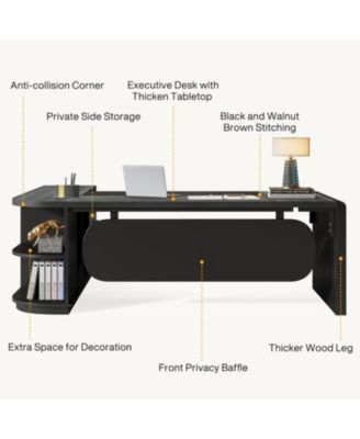 81-Inch L-Shaped Office Desk, Large Commercial Office Desk with Drawers and File Cabinet, Modern Professional Business Furniture