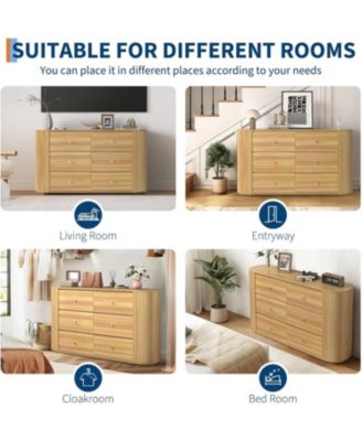 Drawer Dresser with Power Outlet, Farmhouse Dresser with Metal Handle, Vintage Design, Large Storage Dressers Organizer for Bedroom