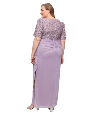 Plus Size Soutache Embellished Short-Sleeve Gown