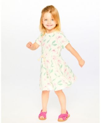 Toddler Girls French Terry Dress Off Printed Flowers