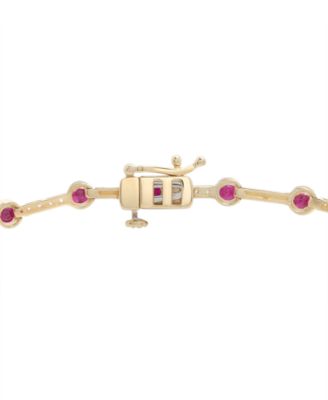 Ruby (2-5/8 ct. t.w.) and Diamond (1/10 ct. t.w.) Bracelet in 10k Yellow Gold