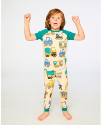 Big Boys Cotton Two-Piece Pyjama Set Beige Truck Print