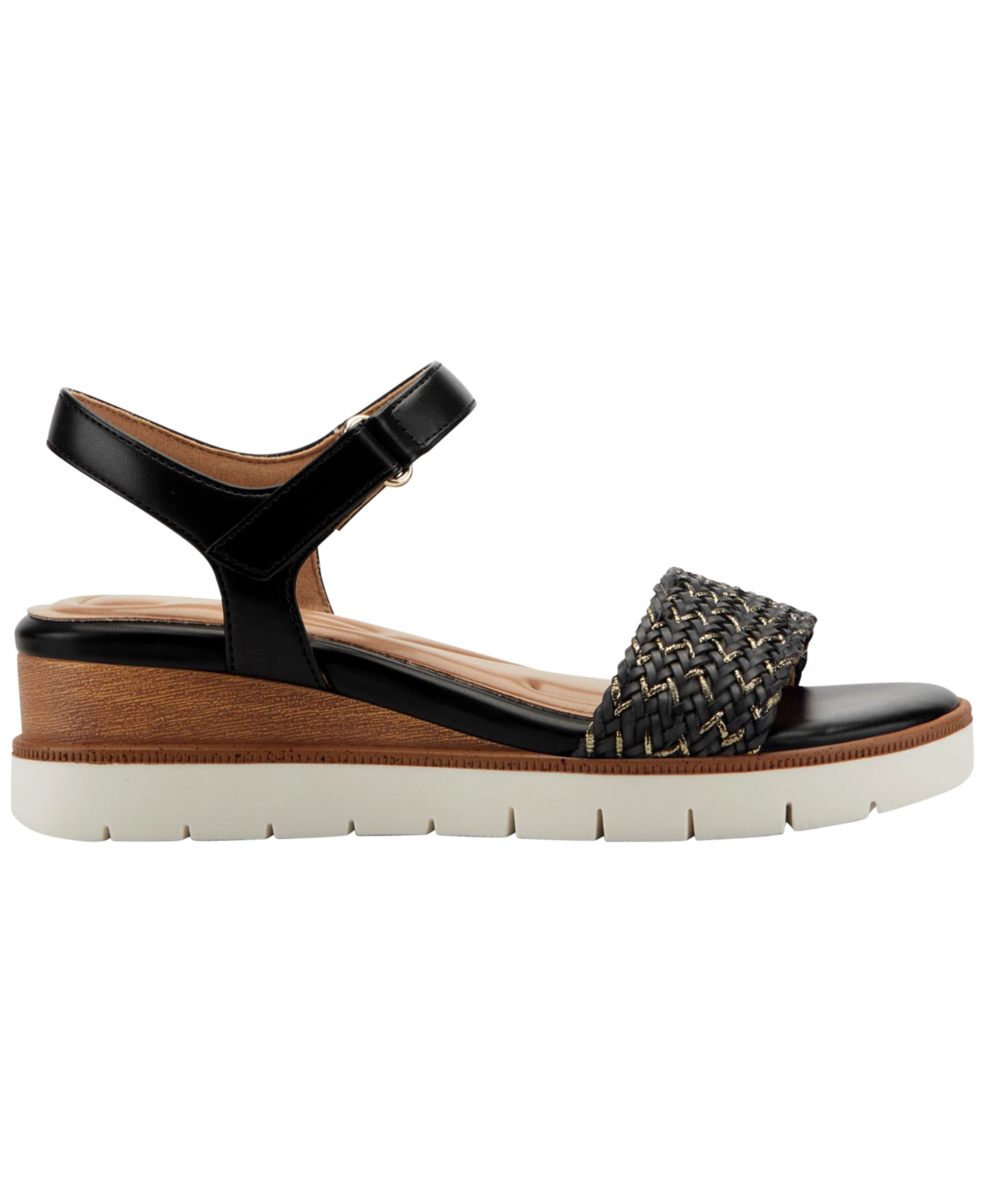 Женские сандалии Easy Spirit Edythe Woven Wedge, цвет: Чёрный / Золотой — фото 2
