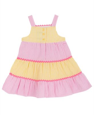 Baby Girls' Yellow Butterfly Applique Square Neck Dress and Panty, 2-Piece Set