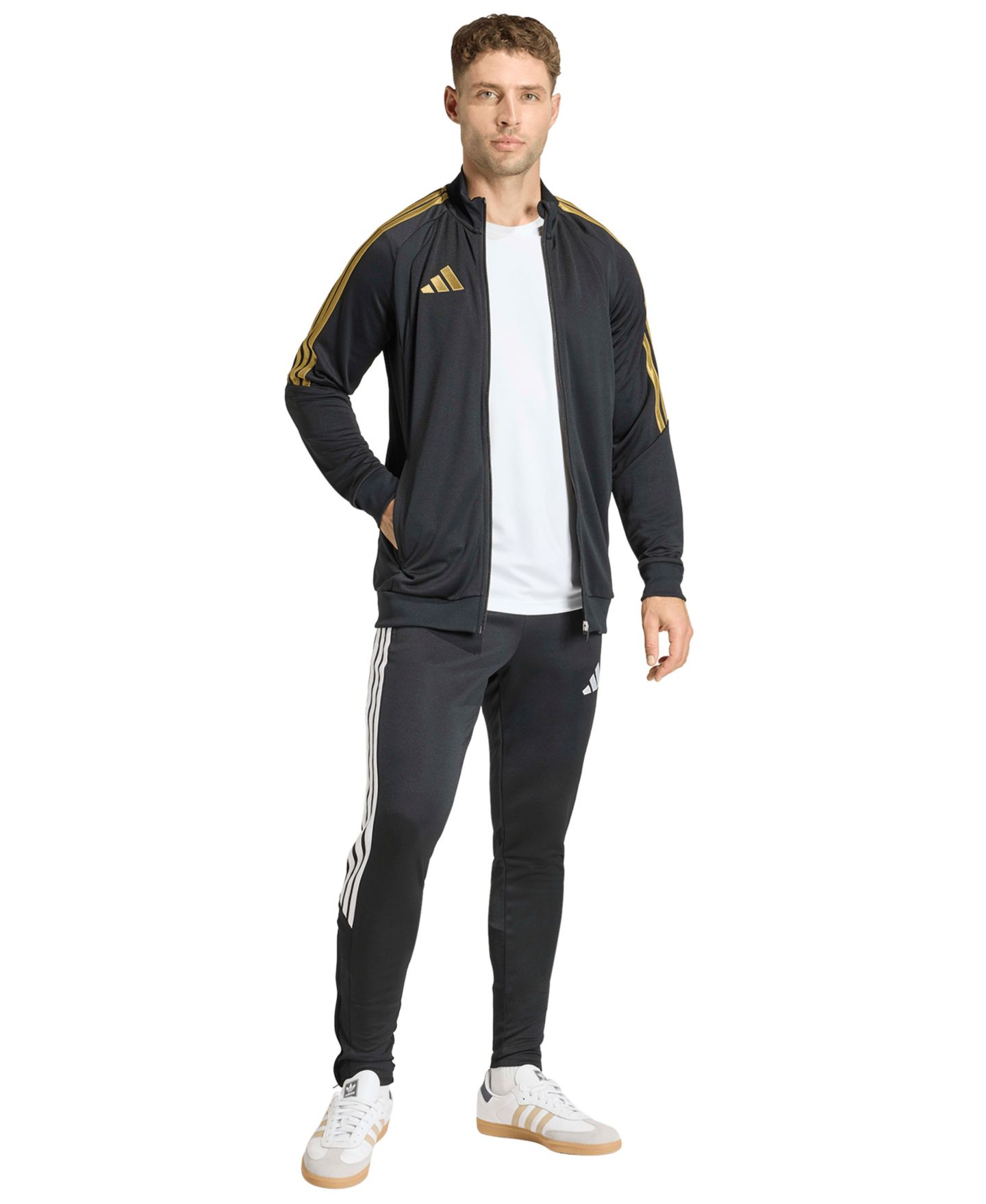 Мужская куртка adidas Metallic Tiro 26 League Stand-Up Collar Training, цвет: Чёрный / Золотой — фото 2