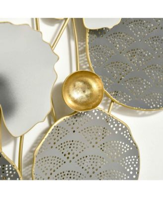 2 Pack 3D Metal Wall Art Lotus Leaves Hanging,