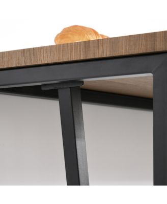 Rustic Industrial Bar Table with Metal Legs & Large Tabletop for Home Bar