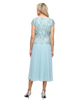 Petite Embroidered Tulle Midi Dress
