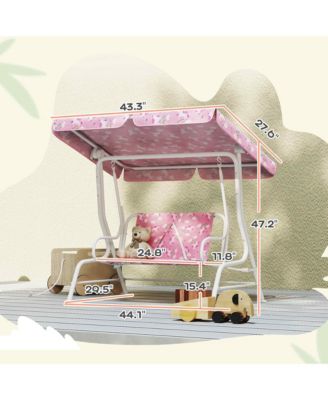 Kids Porch Swing with 2-Seater, Safety Belts, Adjustable Canopy