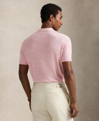 Men's Short-Sleeve Textured  Sweater Polo Shirt