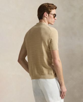 Men's Short-Sleeve Textured  Sweater Polo Shirt