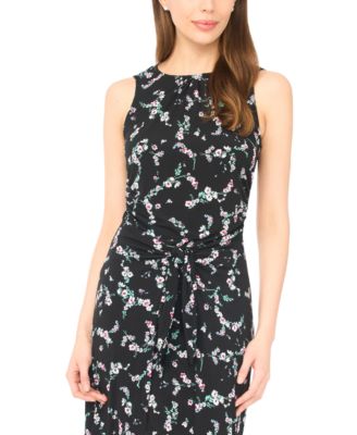 Women's Sleeveless Wrap Knit Crew Neck Midi Dress