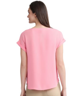 Women's Short-Sleeve Button Detail Blouse