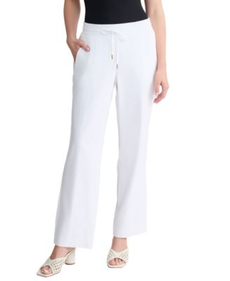Women's Pull-On Linen-Blend Straight Leg Pants