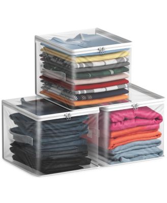 3 Pack Clear Storage Cube with Zipper & Carry Handles - for Clothes, Blankets, Bedding, Closets, Bedrooms & More